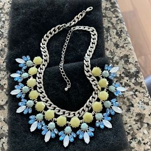 Fashion necklace with extender - blue and green stones